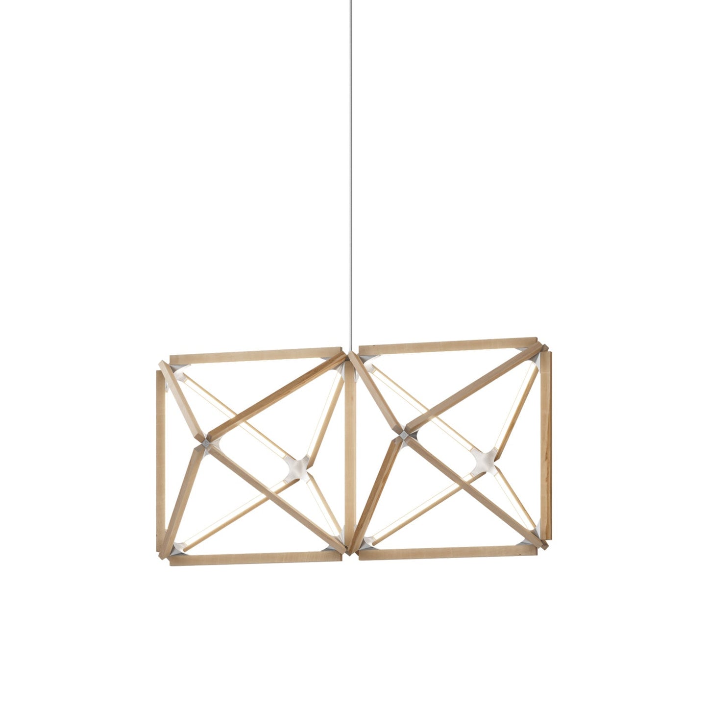 Truss LED Chandelier in Maple/Brushed Nickel.