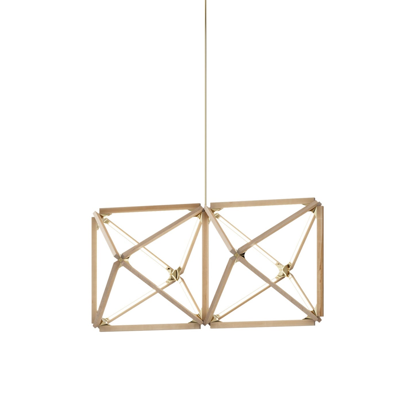 Truss LED Chandelier in Maple/Polished Brass.