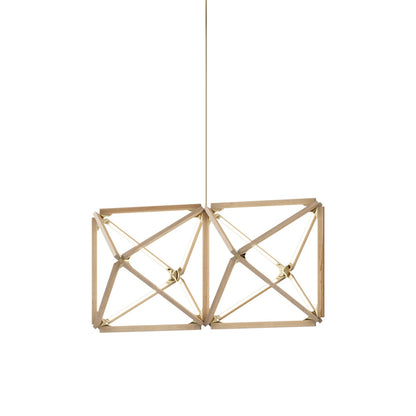 Truss LED Chandelier in Maple/Polished Brass.