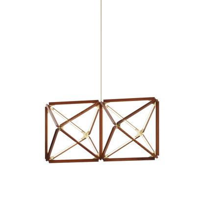 Truss LED Chandelier in Water Tower Redwood/Brushed Brass.