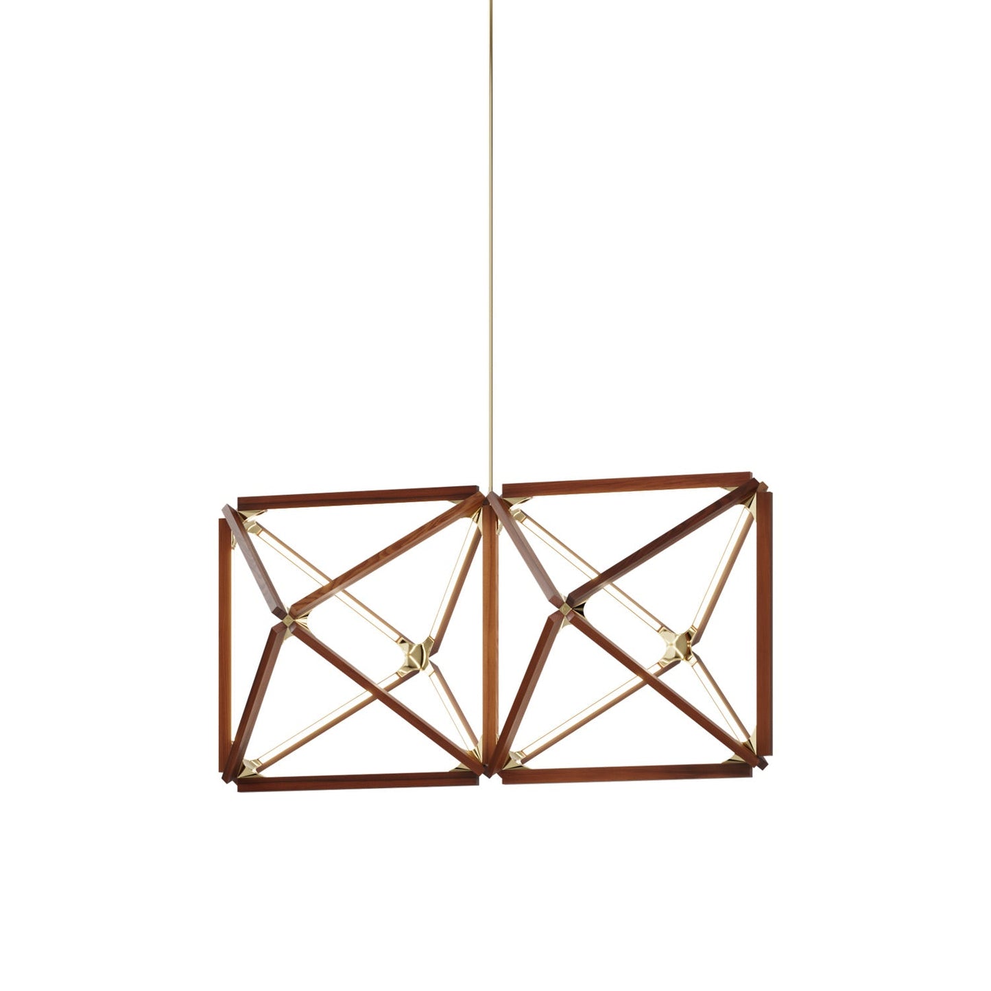 Truss LED Chandelier in Water Tower Redwood/Polished Brass.