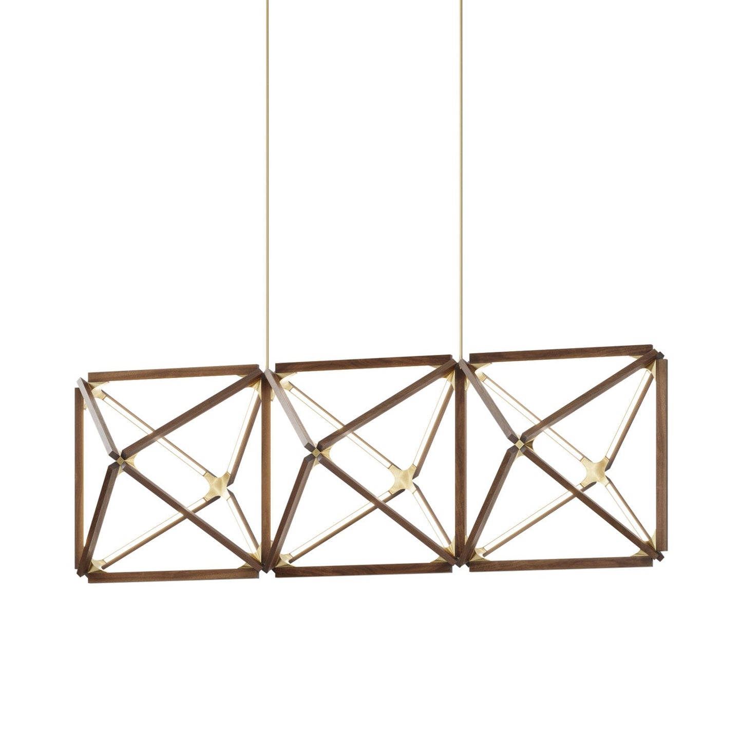 Truss Linear LED Chandelier in American Walnut/Brushed Nickel (81-Inch).