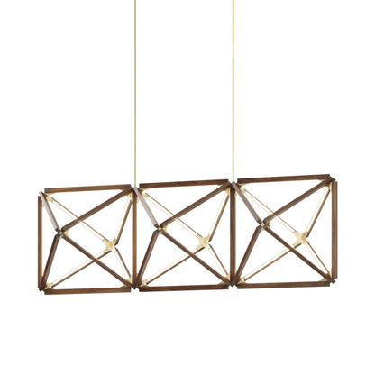 Truss Linear LED Chandelier in American Walnut/Brushed Nickel (81-Inch).