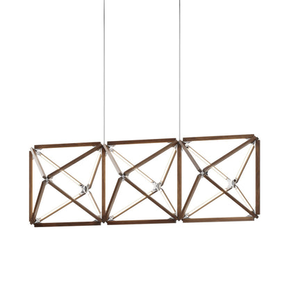 Truss Linear LED Chandelier in American Walnut/Polished Nickel (81-Inch).