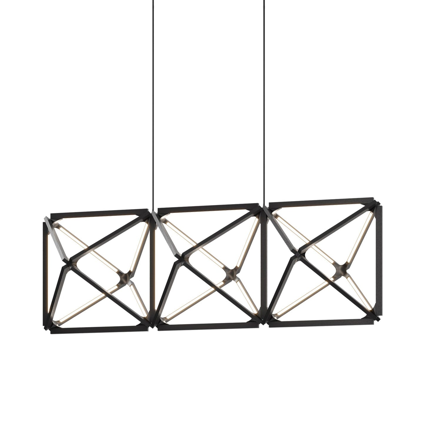 Truss Linear LED Chandelier in Ebonized Oak/Blackened (81-Inch).