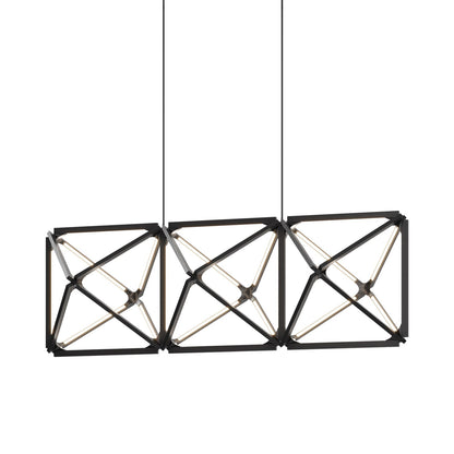 Truss Linear LED Chandelier in Ebonized Oak/Blackened (81-Inch).