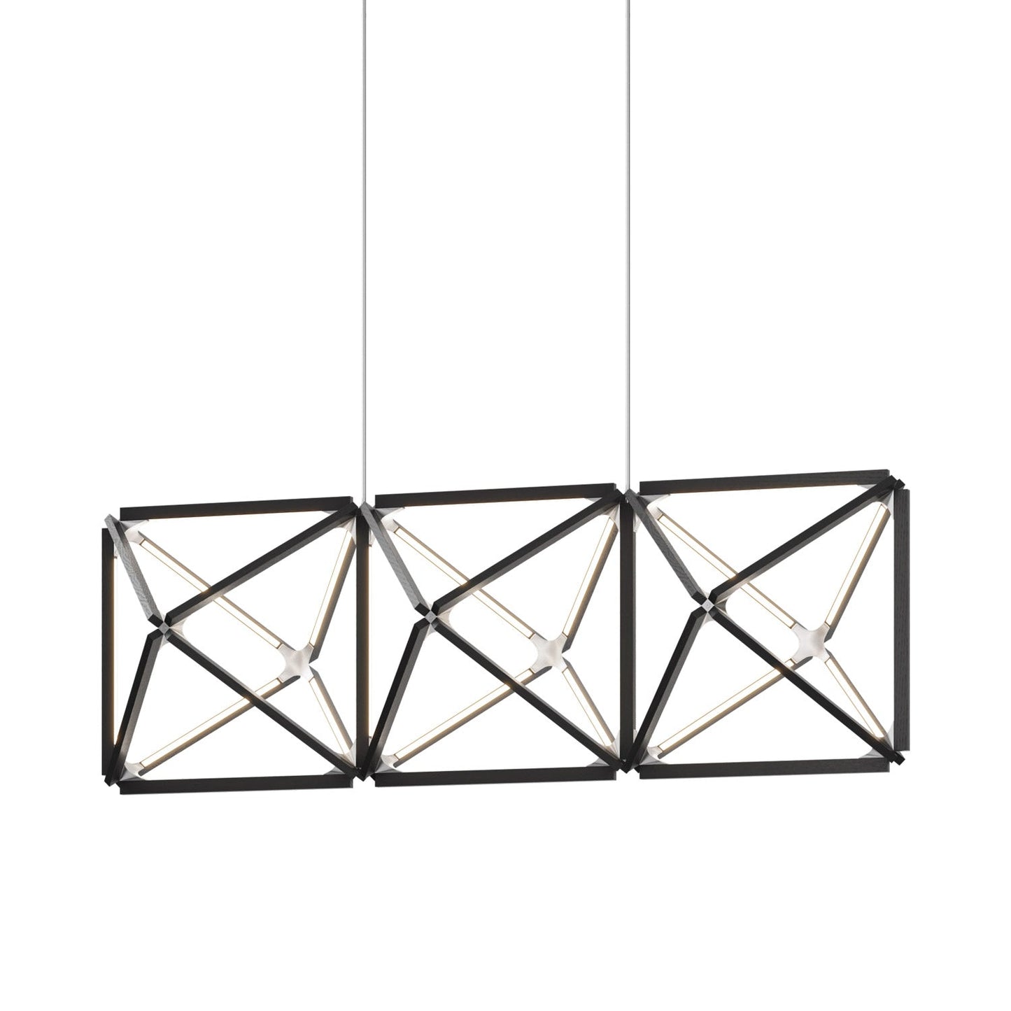 Truss Linear LED Chandelier in Ebonized Oak/Brushed Nickel (81-Inch).