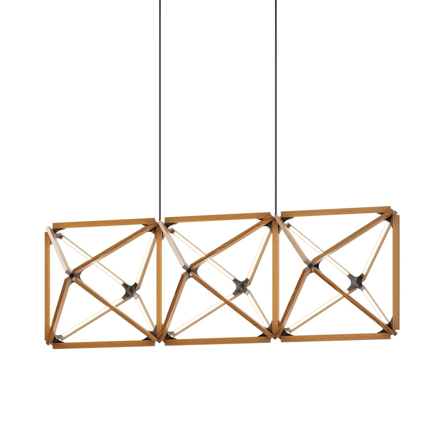Truss Linear LED Chandelier in Heart Pine (Reclaimed)/Blackened (81-Inch).