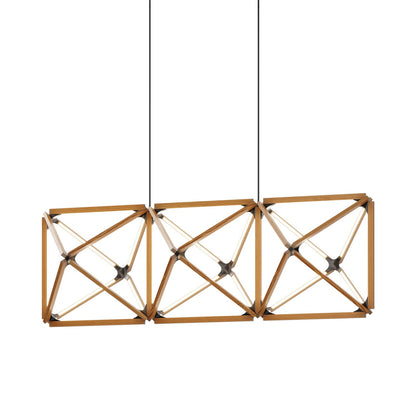 Truss Linear LED Chandelier in Heart Pine (Reclaimed)/Blackened (81-Inch).