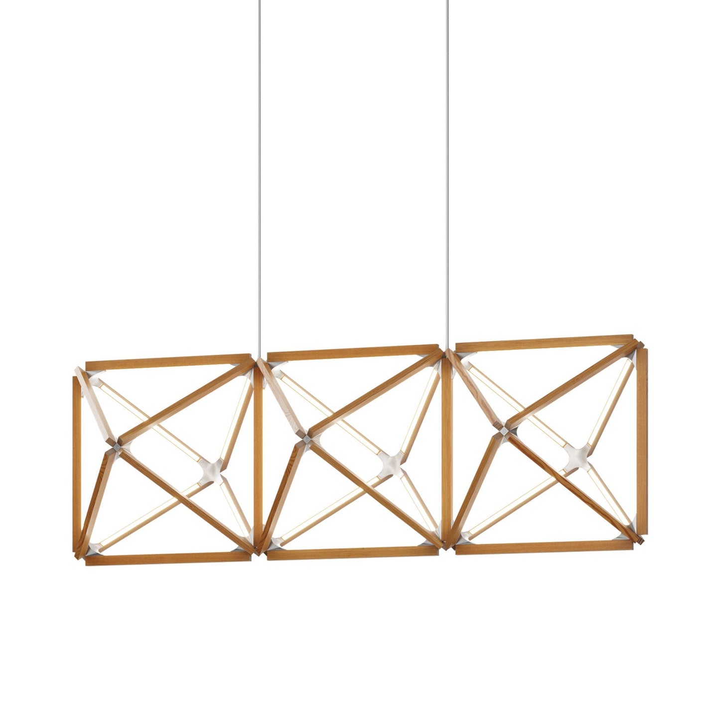 Truss Linear LED Chandelier in Heart Pine (Reclaimed)/Brushed Nickel (81-Inch).