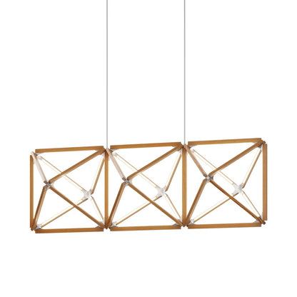 Truss Linear LED Chandelier in Heart Pine (Reclaimed)/Brushed Nickel (81-Inch).