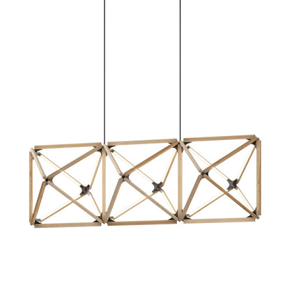 Truss Linear LED Chandelier in Maple/Blackened (81-Inch).