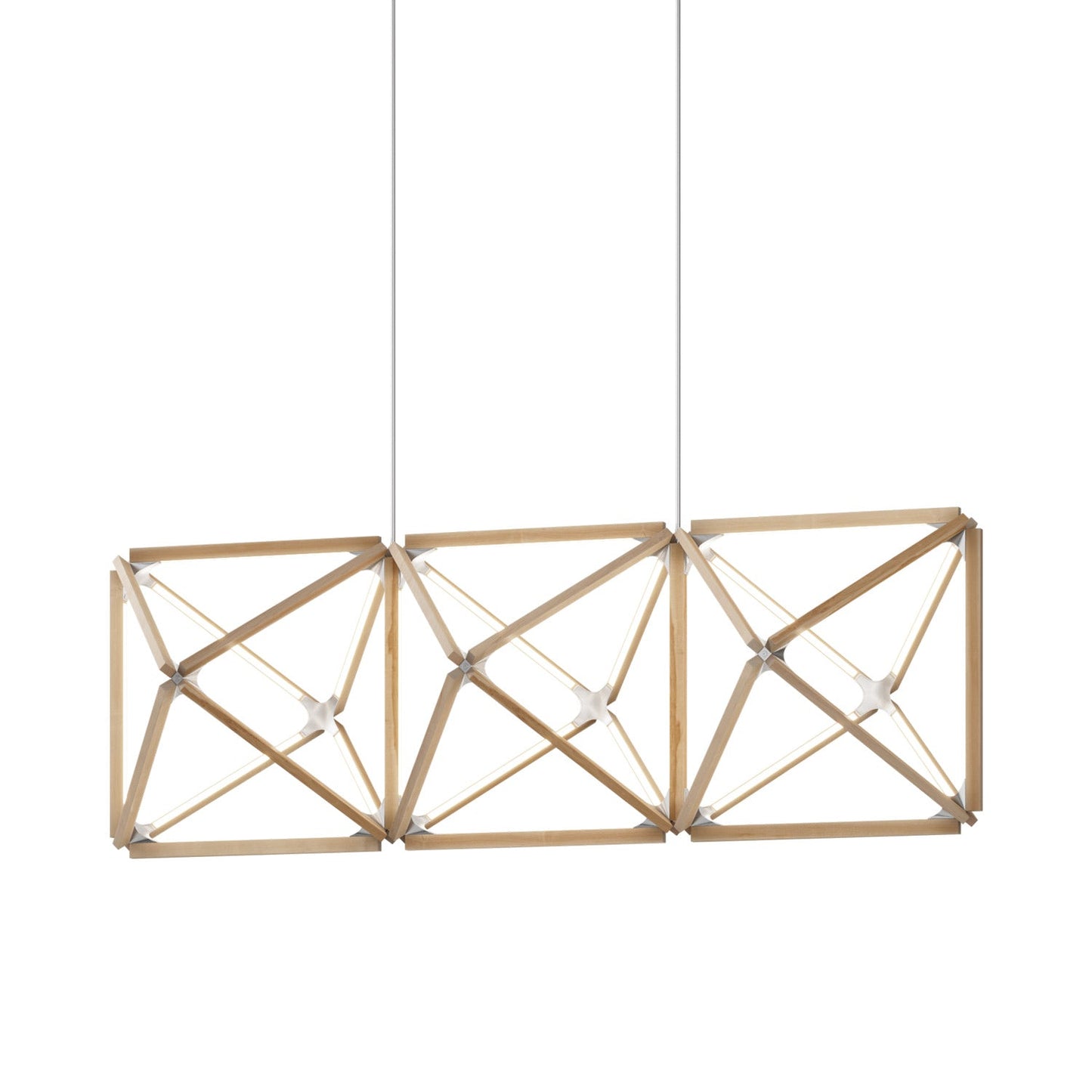 Truss Linear LED Chandelier in Maple/Brushed Nickel (81-Inch).