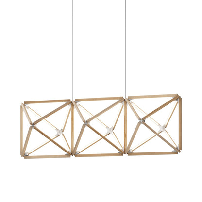 Truss Linear LED Chandelier in Maple/Brushed Nickel (81-Inch).
