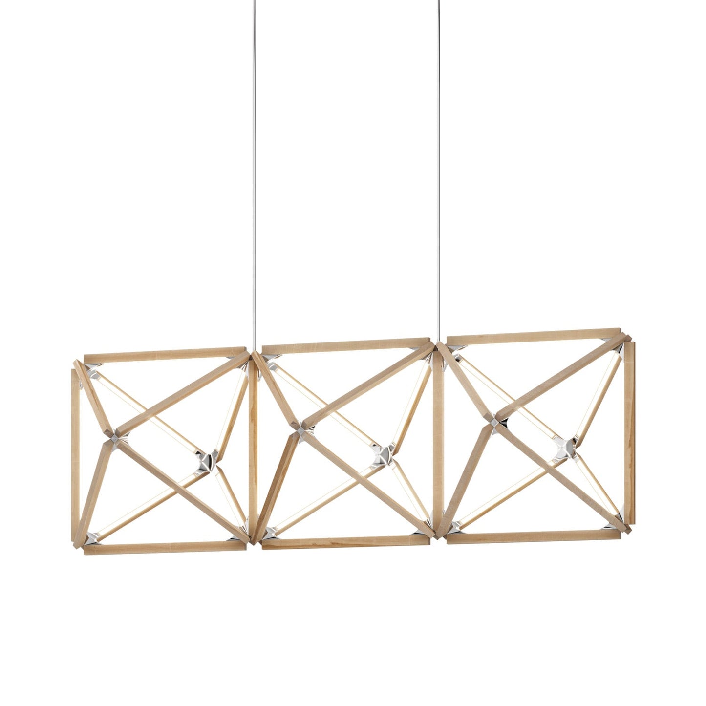 Truss Linear LED Chandelier in Maple/Polished Nickel (81-Inch).