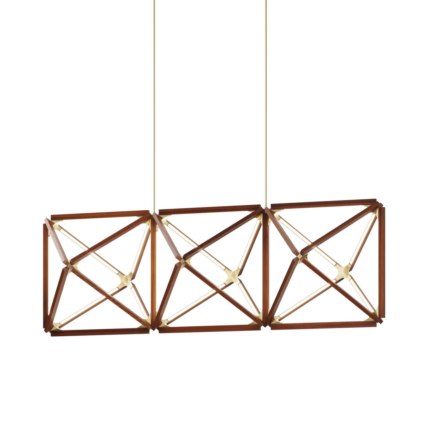 Truss Linear LED Chandelier in Water Tower Redwood/Brushed Brass (81-Inch).