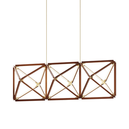 Truss Linear LED Chandelier in Water Tower Redwood/Brushed Brass (81-Inch).