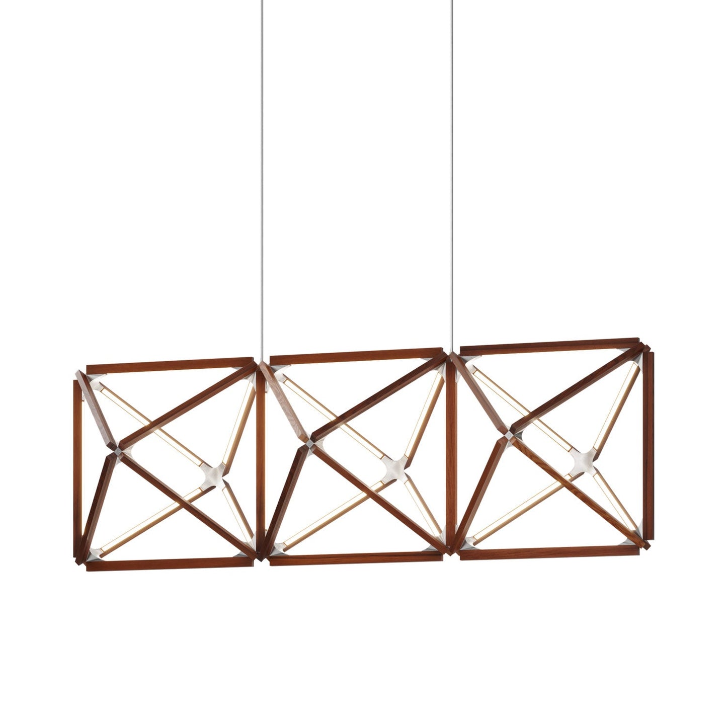 Truss Linear LED Chandelier in Water Tower Redwood/Brushed Nickel (81-Inch).