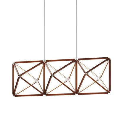 Truss Linear LED Chandelier in Water Tower Redwood/Brushed Nickel (81-Inch).
