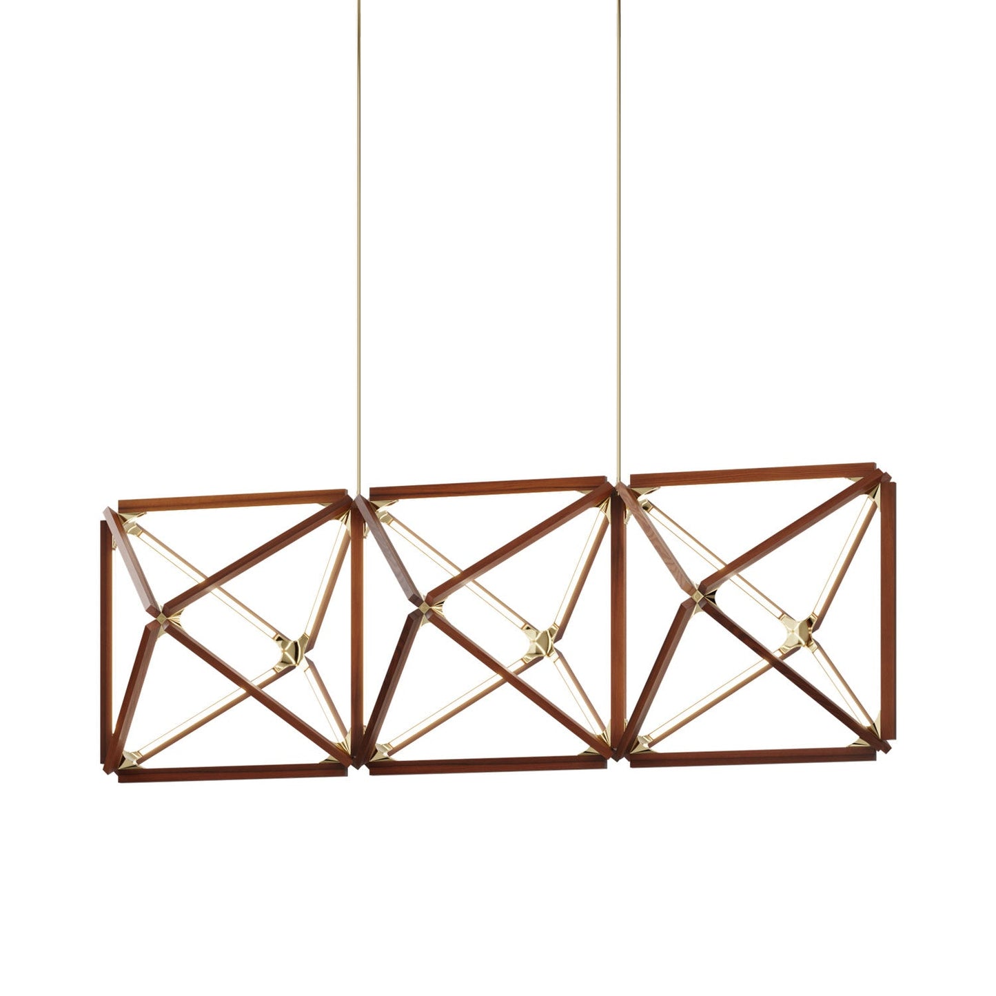 Truss Linear LED Chandelier in Water Tower Redwood/Polished Brass (81-Inch).