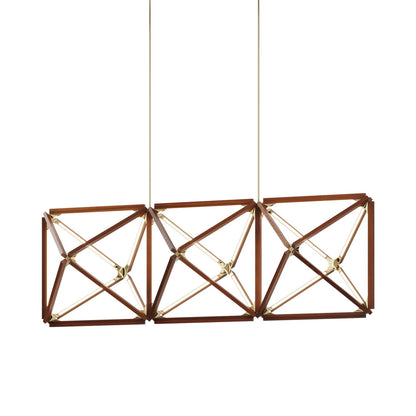 Truss Linear LED Chandelier in Water Tower Redwood/Polished Brass (81-Inch).