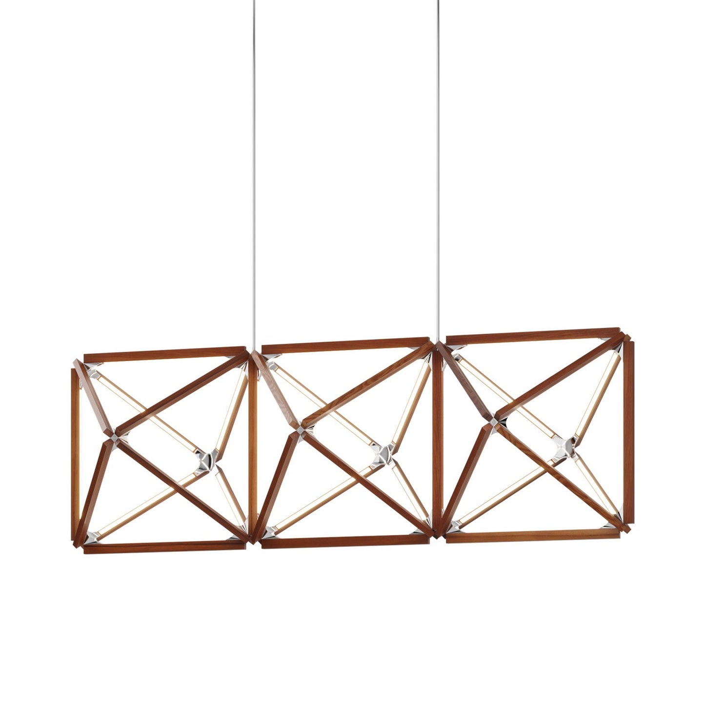 Truss Linear LED Chandelier in Water Tower Redwood/Polished Nickel (81-Inch).