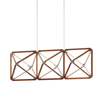 Truss Linear LED Chandelier in Water Tower Redwood/Polished Nickel (81-Inch).
