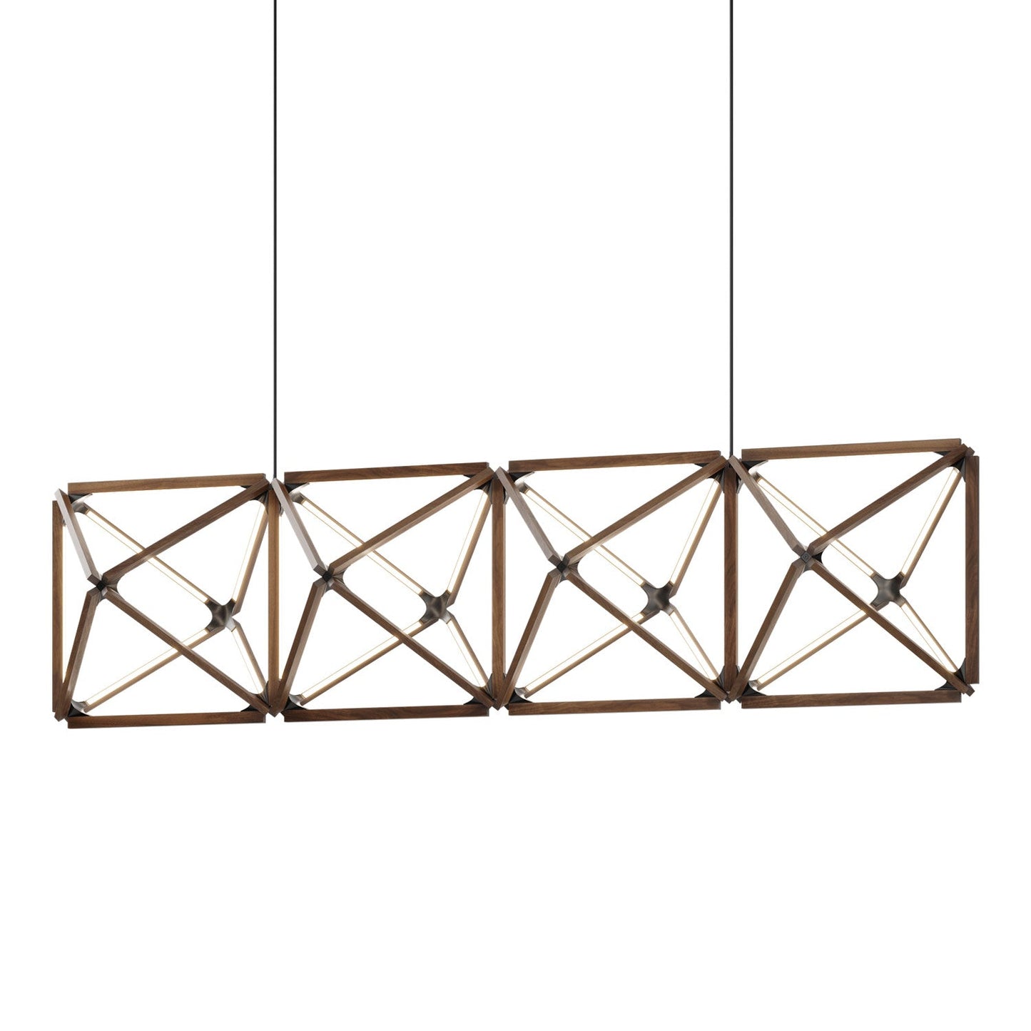 Truss Linear LED Chandelier in American Walnut/Blackened (107.5-Inch).