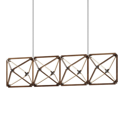 Truss Linear LED Chandelier in American Walnut/Blackened (107.5-Inch).