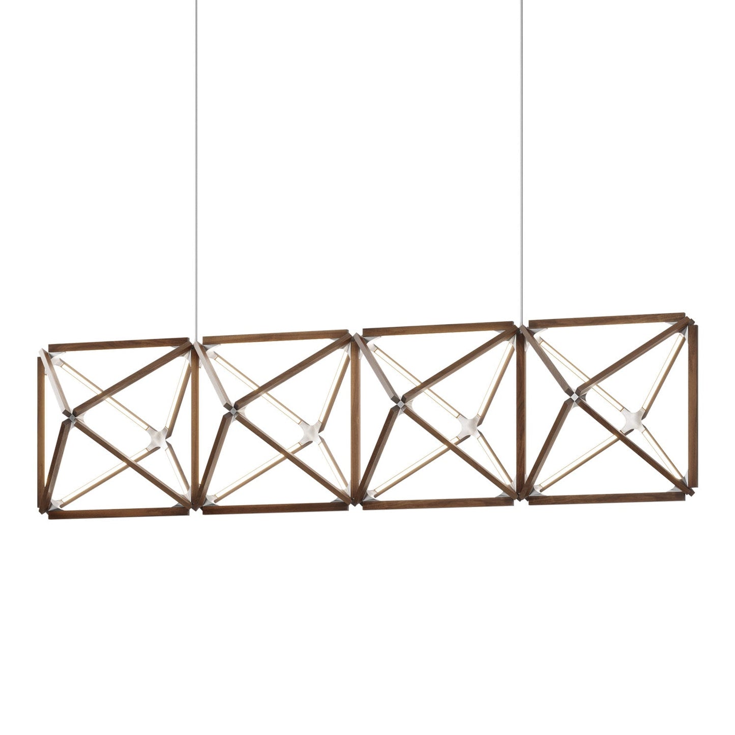 Truss Linear LED Chandelier in American Walnut/Brushed Nickel (107.5-Inch).