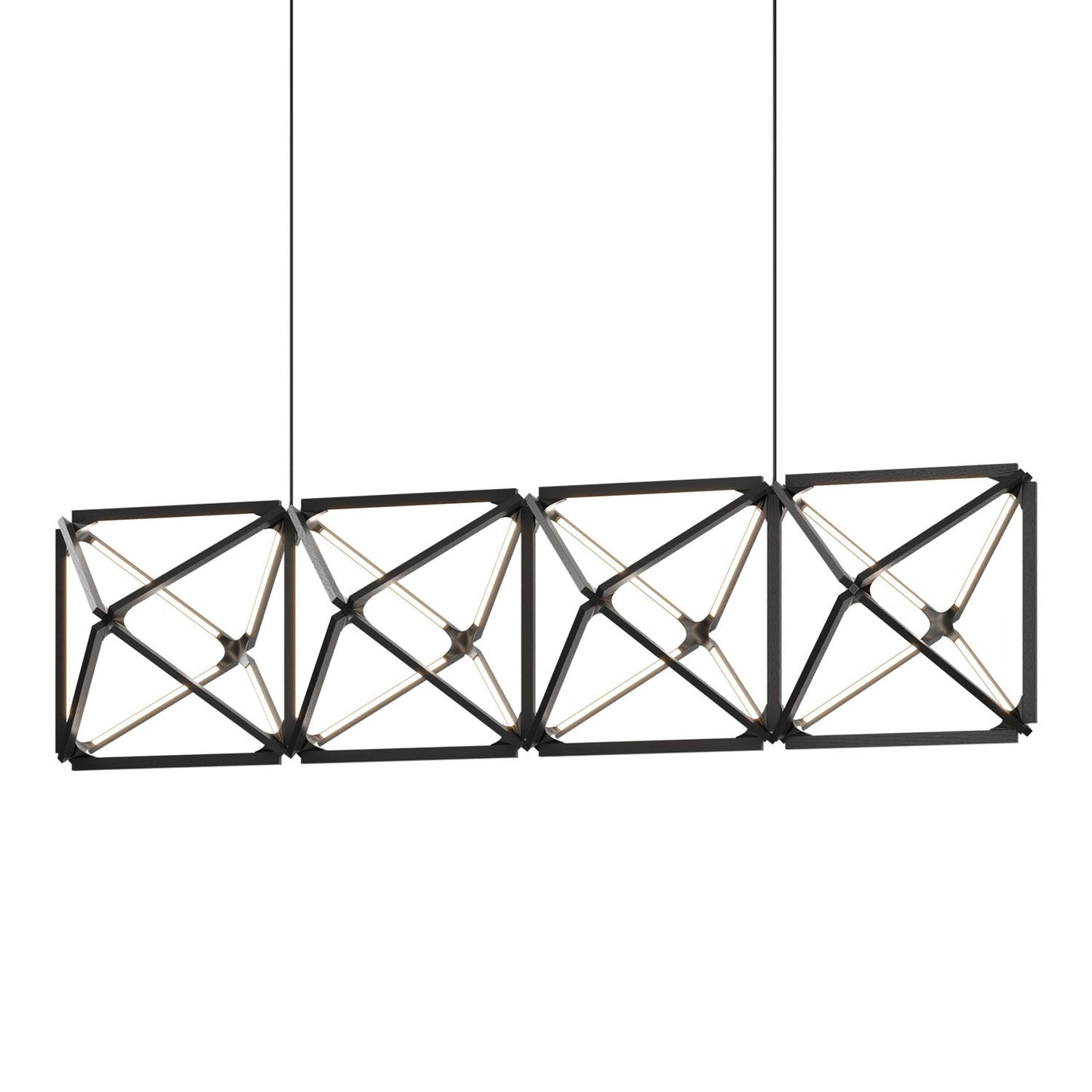 Truss Linear LED Chandelier in Ebonized Oak/Blackened (107.5-Inch).