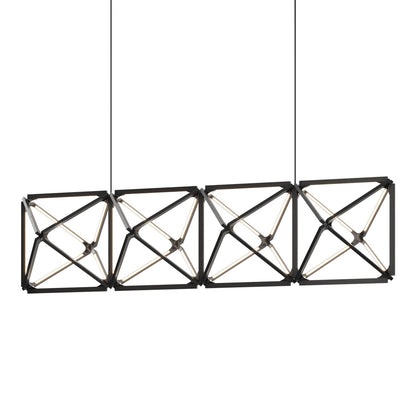 Truss Linear LED Chandelier in Ebonized Oak/Blackened (107.5-Inch).