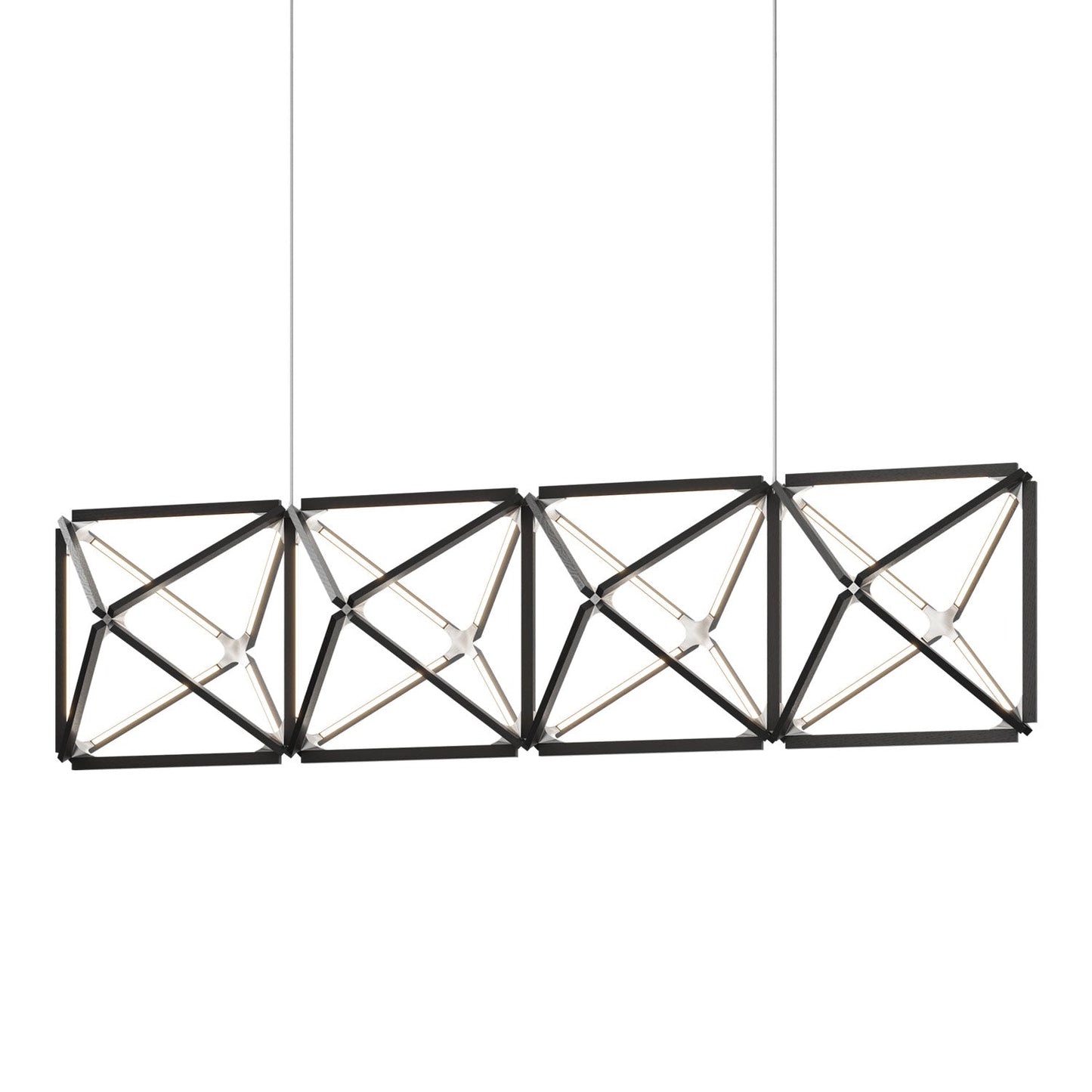 Truss Linear LED Chandelier in Ebonized Oak/Brushed Nickel (107.5-Inch).