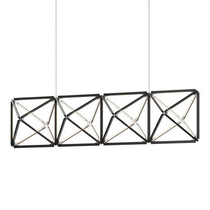 Truss Linear LED Chandelier in Ebonized Oak/Brushed Nickel (107.5-Inch).
