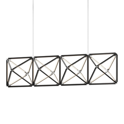 Truss Linear LED Chandelier in Ebonized Oak/Polished Nickel (107.5-Inch).