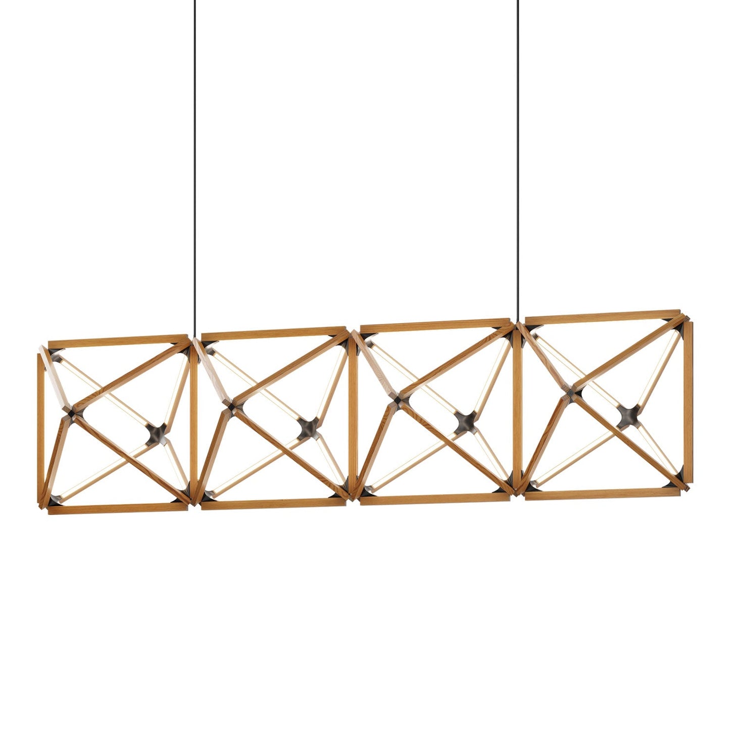 Truss Linear LED Chandelier in Heart Pine (Reclaimed)/Blackened (107.5-Inch).