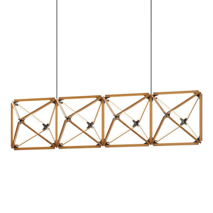 Truss Linear LED Chandelier in Heart Pine (Reclaimed)/Blackened (107.5-Inch).