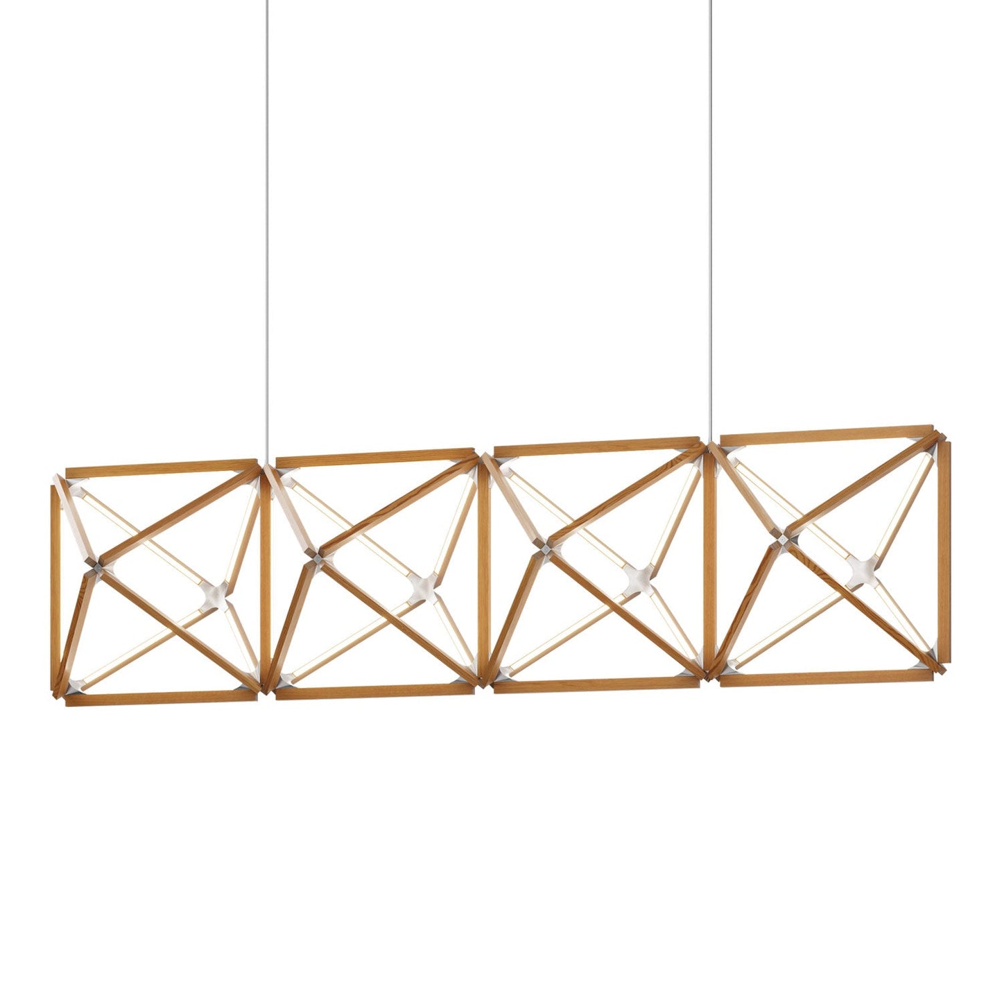 Truss Linear LED Chandelier in Heart Pine (Reclaimed)/Brushed Nickel (107.5-Inch).