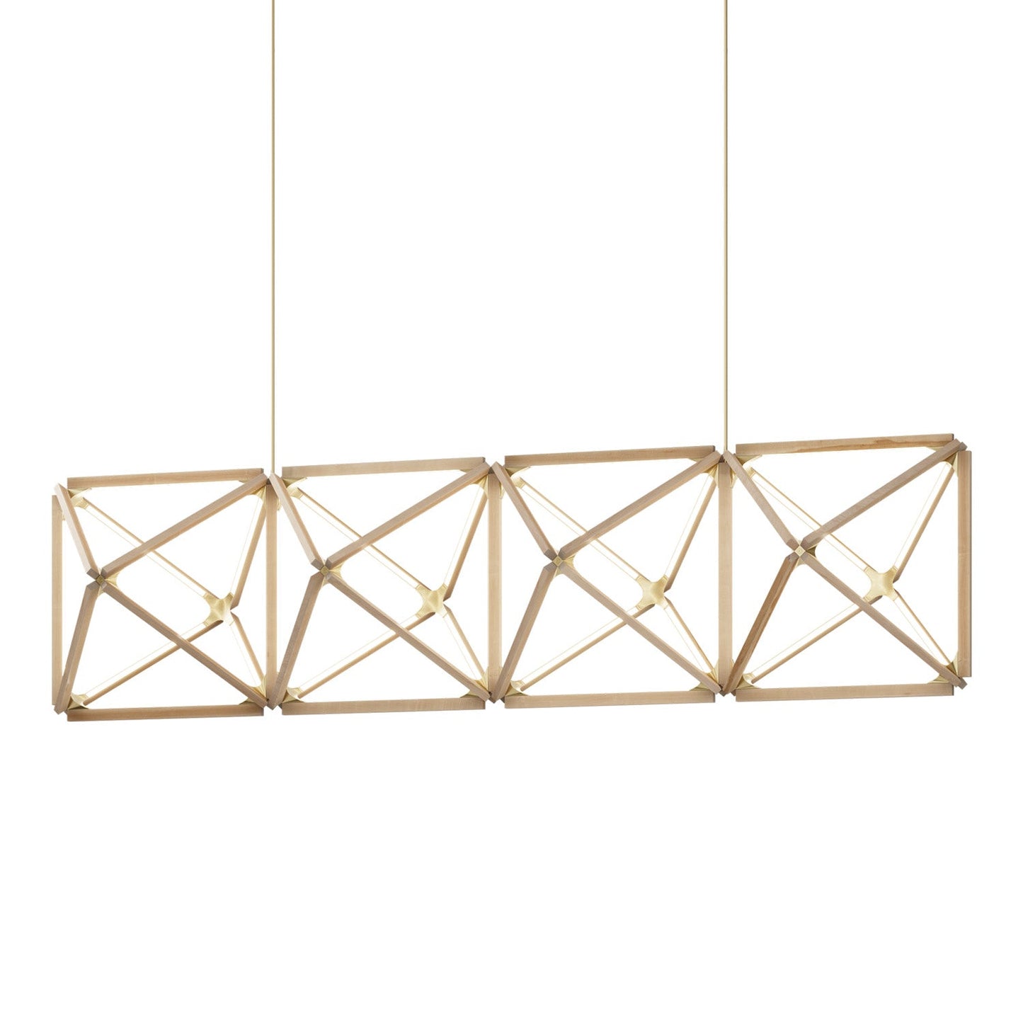 Truss Linear LED Chandelier in Maple/Brushed Brass (107.5-Inch).