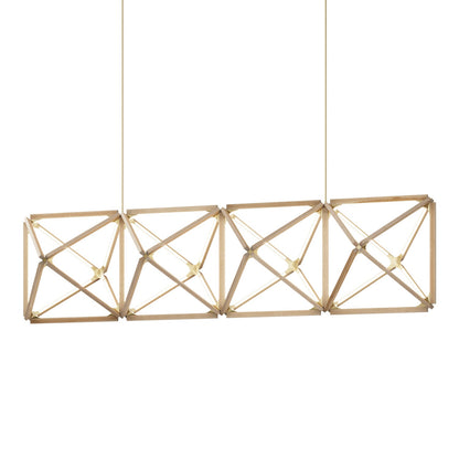 Truss Linear LED Chandelier in Maple/Brushed Brass (107.5-Inch).