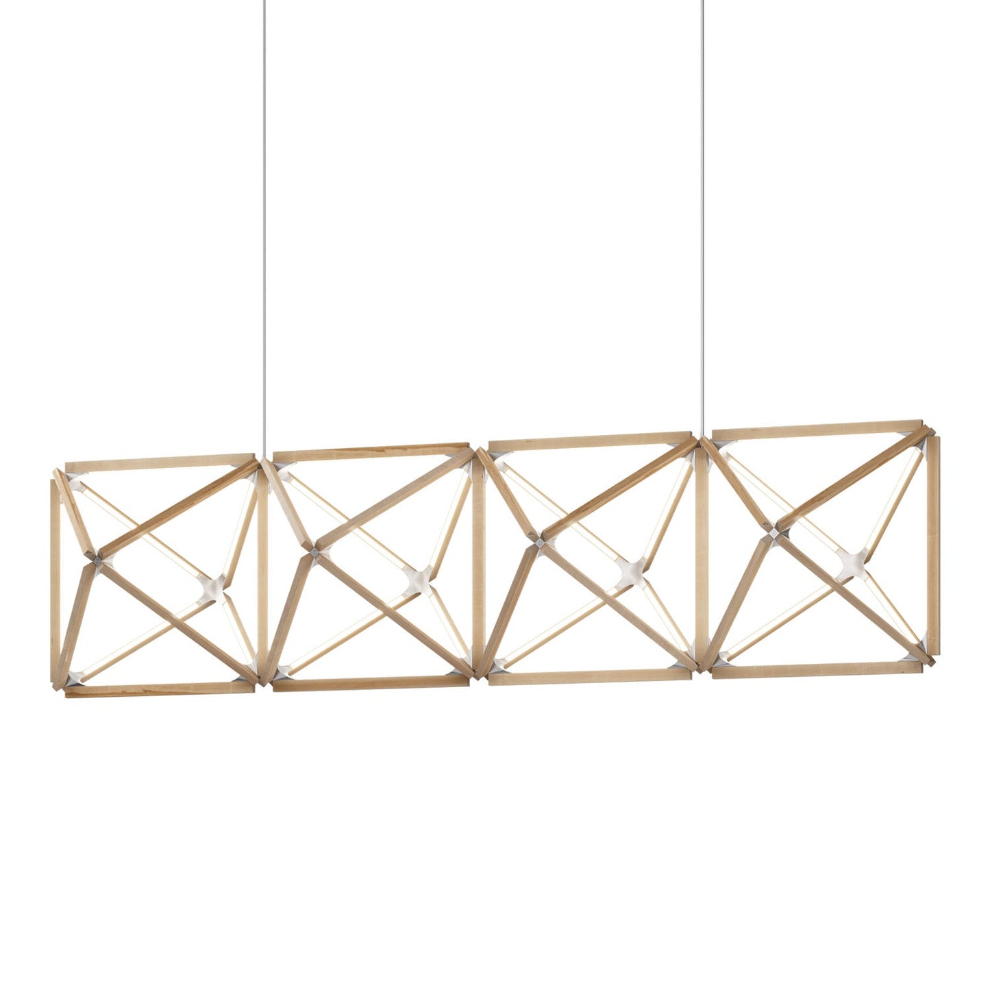 Truss Linear LED Chandelier in Maple/Brushed Nickel (107.5-Inch).