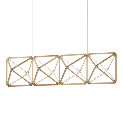 Truss Linear LED Chandelier in Maple/Brushed Nickel (107.5-Inch).