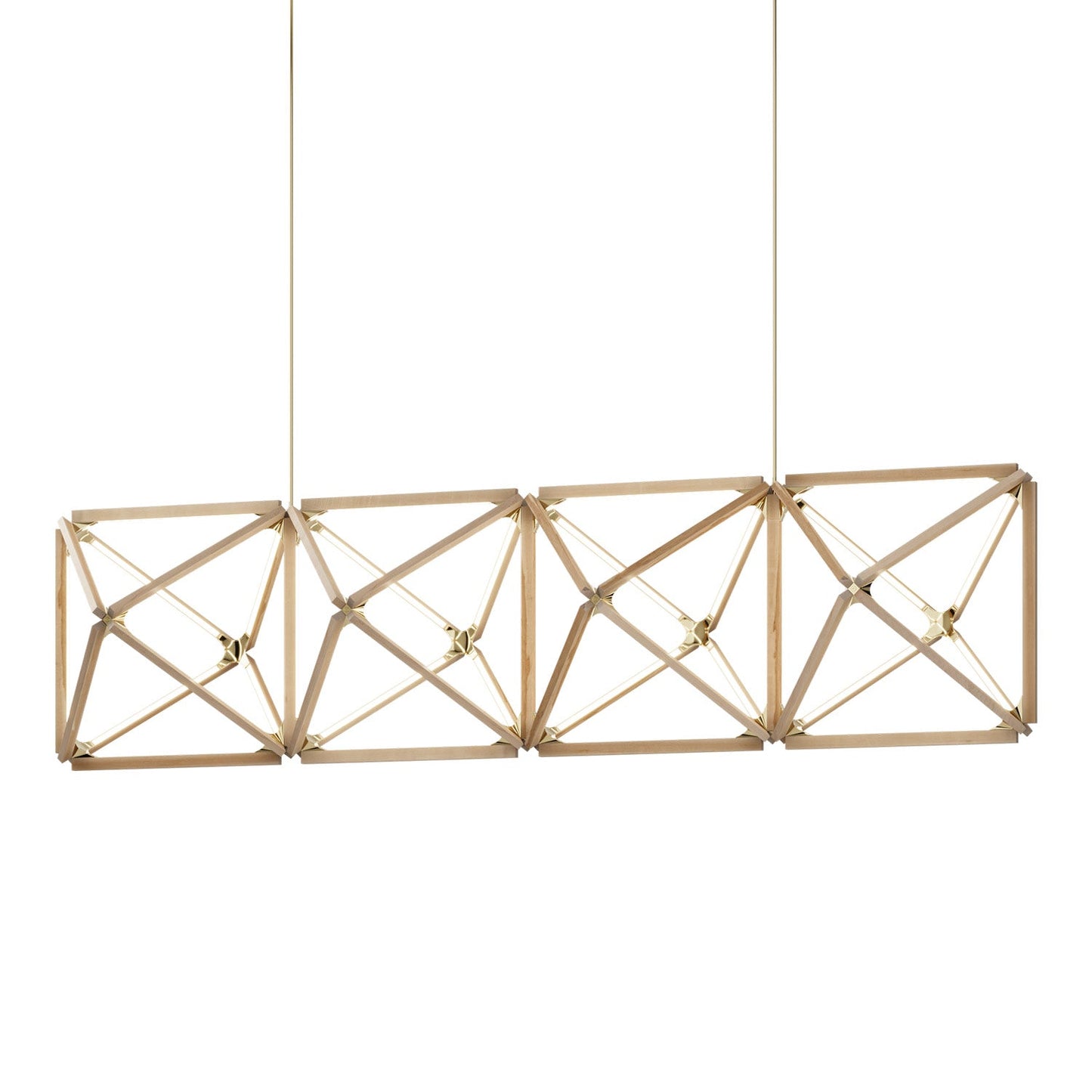 Truss Linear LED Chandelier in Maple/Polished Brass (107.5-Inch).