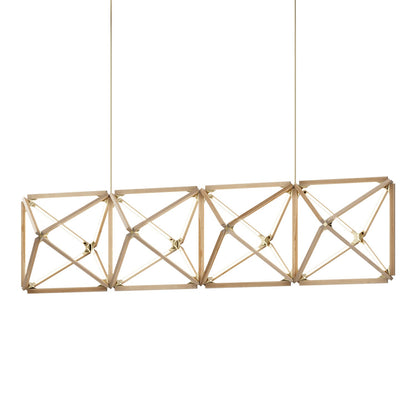 Truss Linear LED Chandelier in Maple/Polished Brass (107.5-Inch).