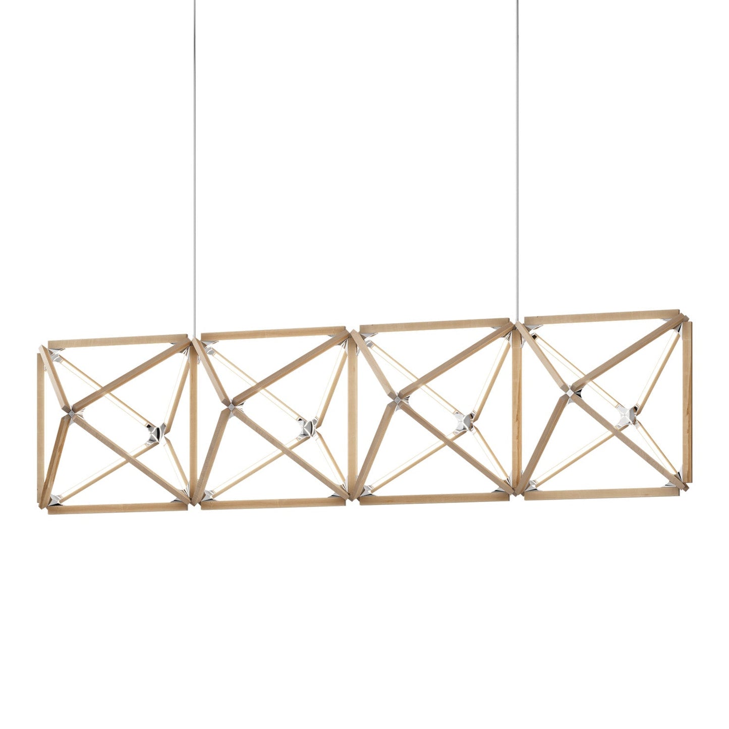 Truss Linear LED Chandelier in Maple/Polished Nickel (107.5-Inch).
