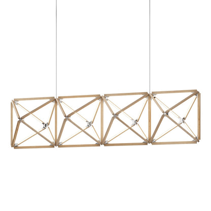 Truss Linear LED Chandelier in Maple/Polished Nickel (107.5-Inch).