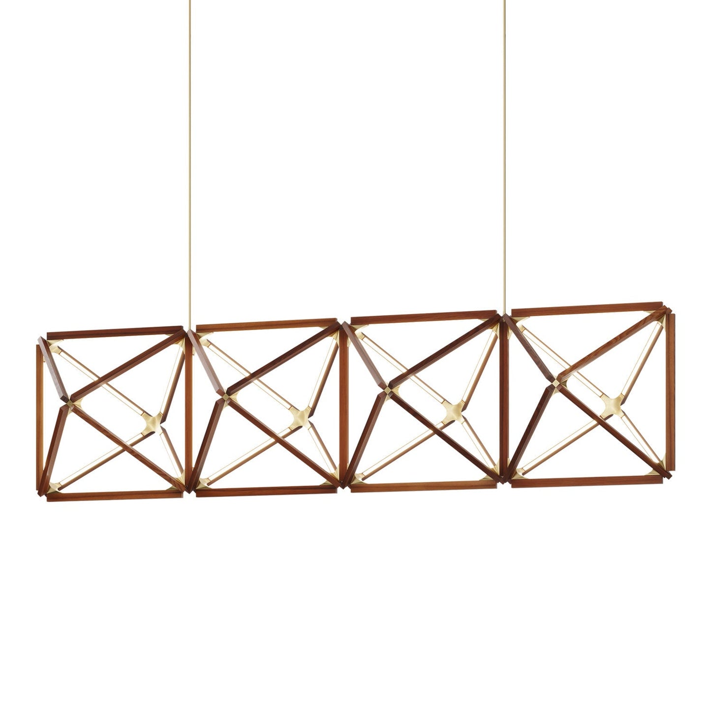 Truss Linear LED Chandelier in Water Tower Redwood/Brushed Brass (107.5-Inch).