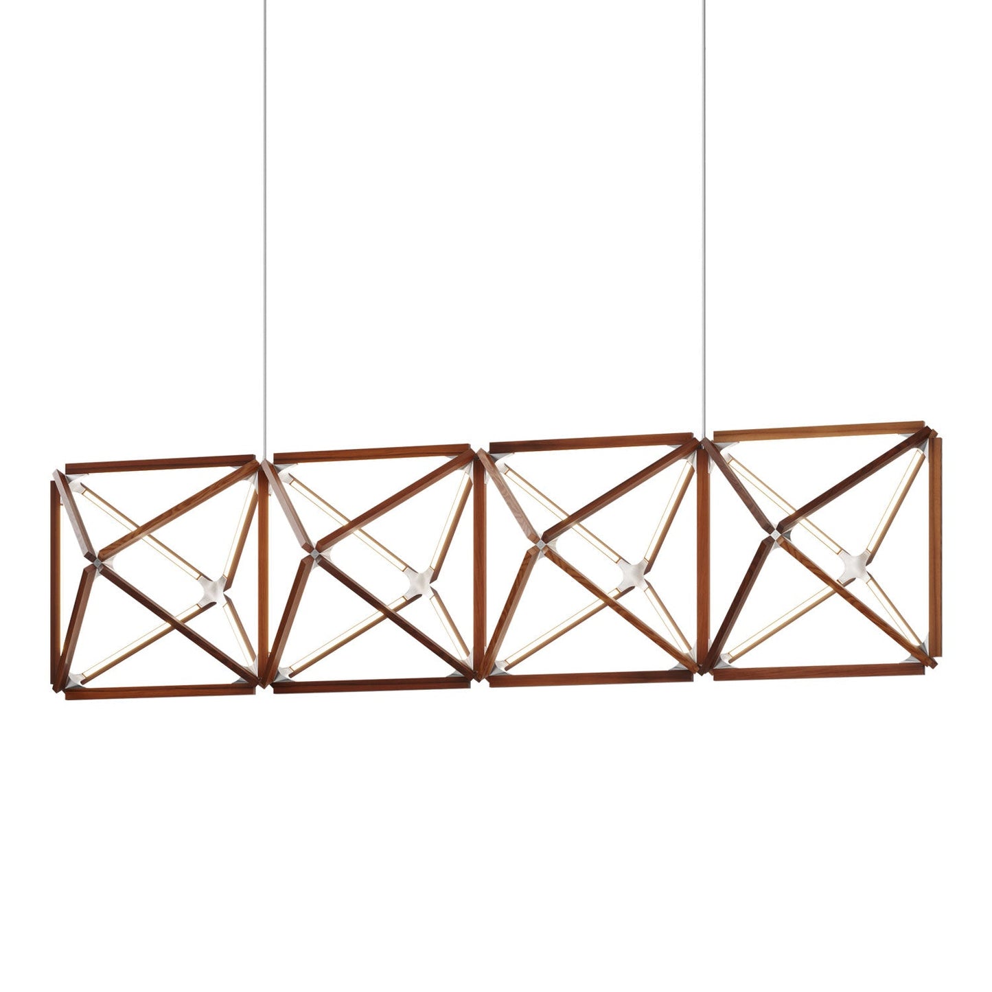 Truss Linear LED Chandelier in Water Tower Redwood/Brushed Nickel (107.5-Inch).