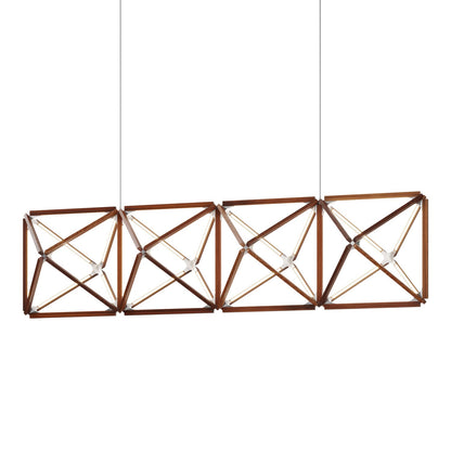 Truss Linear LED Chandelier in Water Tower Redwood/Brushed Nickel (107.5-Inch).