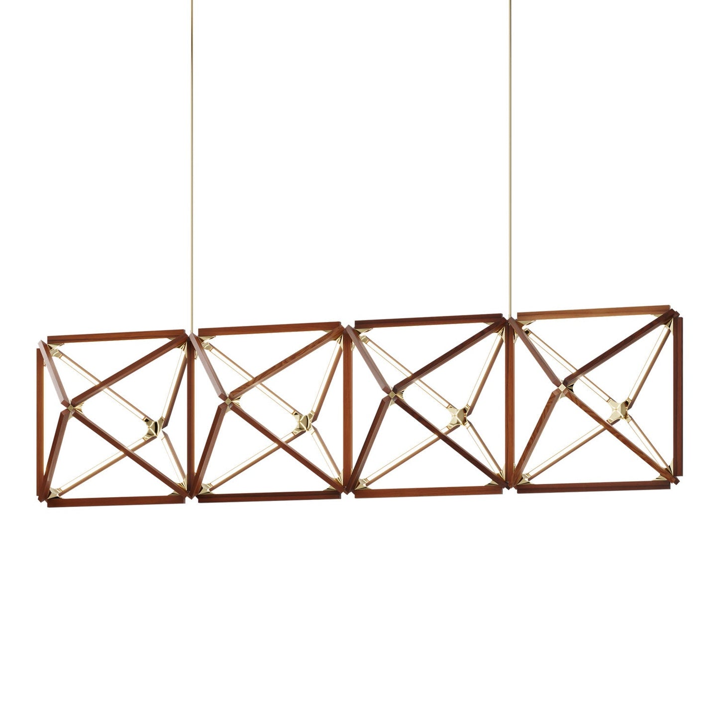 Truss Linear LED Chandelier in Water Tower Redwood/Polished Brass (107.5-Inch).